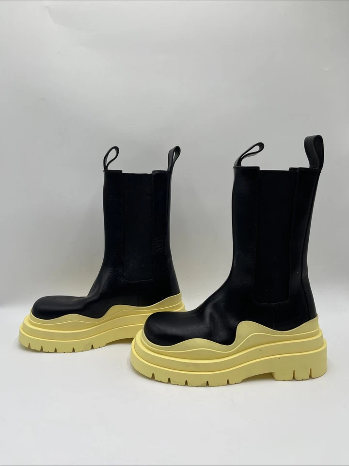 Women’s Bottega Veneta Tire Seagrass Boots Black/Yellow Size 35.5 - Image 3 of 4