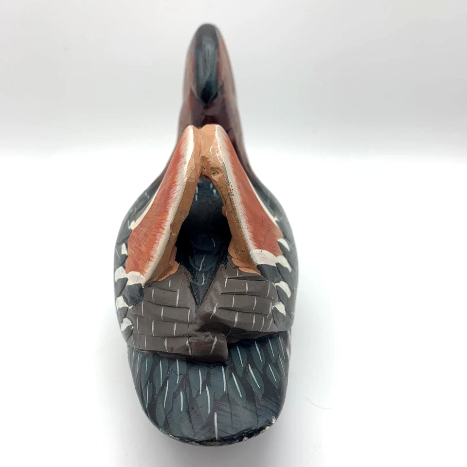 Винтажная фигурка мандарина утки ручная роспись народное искусство скульптура птицы 8 дюймов камень - Изображение 3 из 4