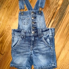  dungaree Baby Denim Overalls Blue Unisex 12-18M snap front girls