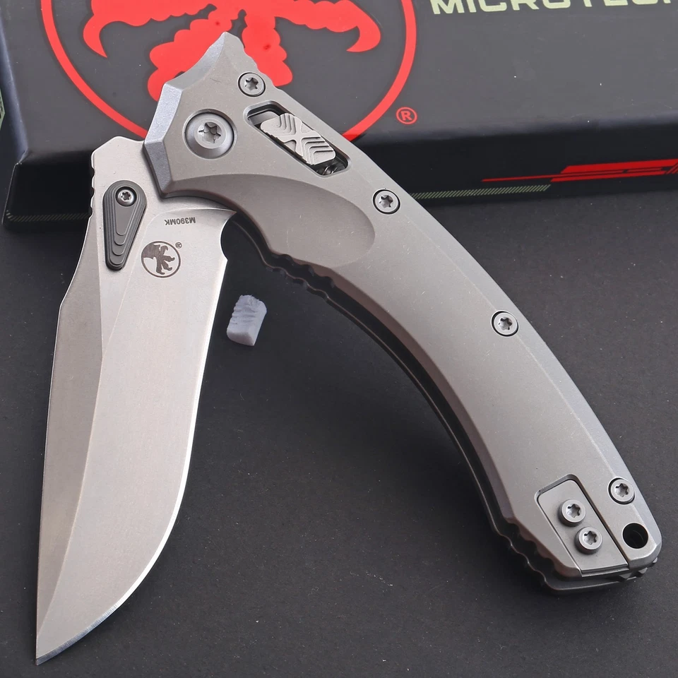 Cuchillo Plegable Anfibio Grande Caza Mango de Titanio Bloqueo de Eje Camping Bolsillo Foto 2 de 4