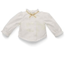 American Girl Janie and Jack Ruffles  Ribbon Blouse Shirt Holiday Top Gold trim
