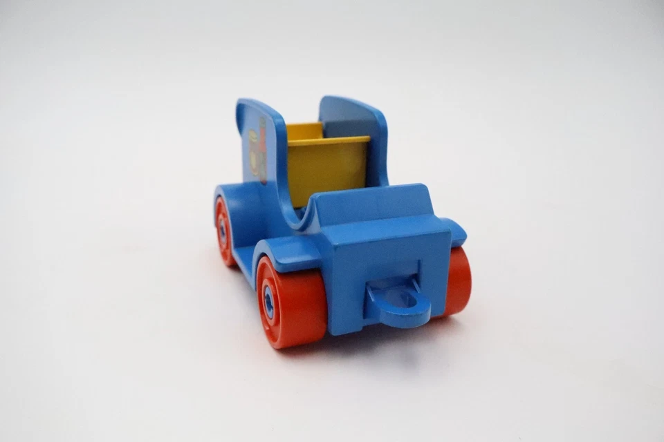 Vintage LEGO DUPLO Blue Delivery Truck 4.5” Red Wheels Grocery Print 1980s - Image 4 of 4