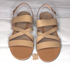 nib LAUNDRY casual TAN LEATHER BUCKLE STRAP SANDALS flats shoes womens 10 — photo 2