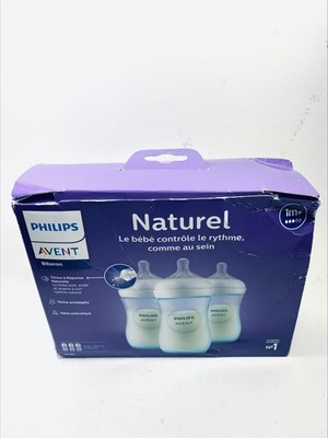 Philips Avent Natural Baby Bottle Blue 9oz 3pk SCY90323 - New Damaged Box