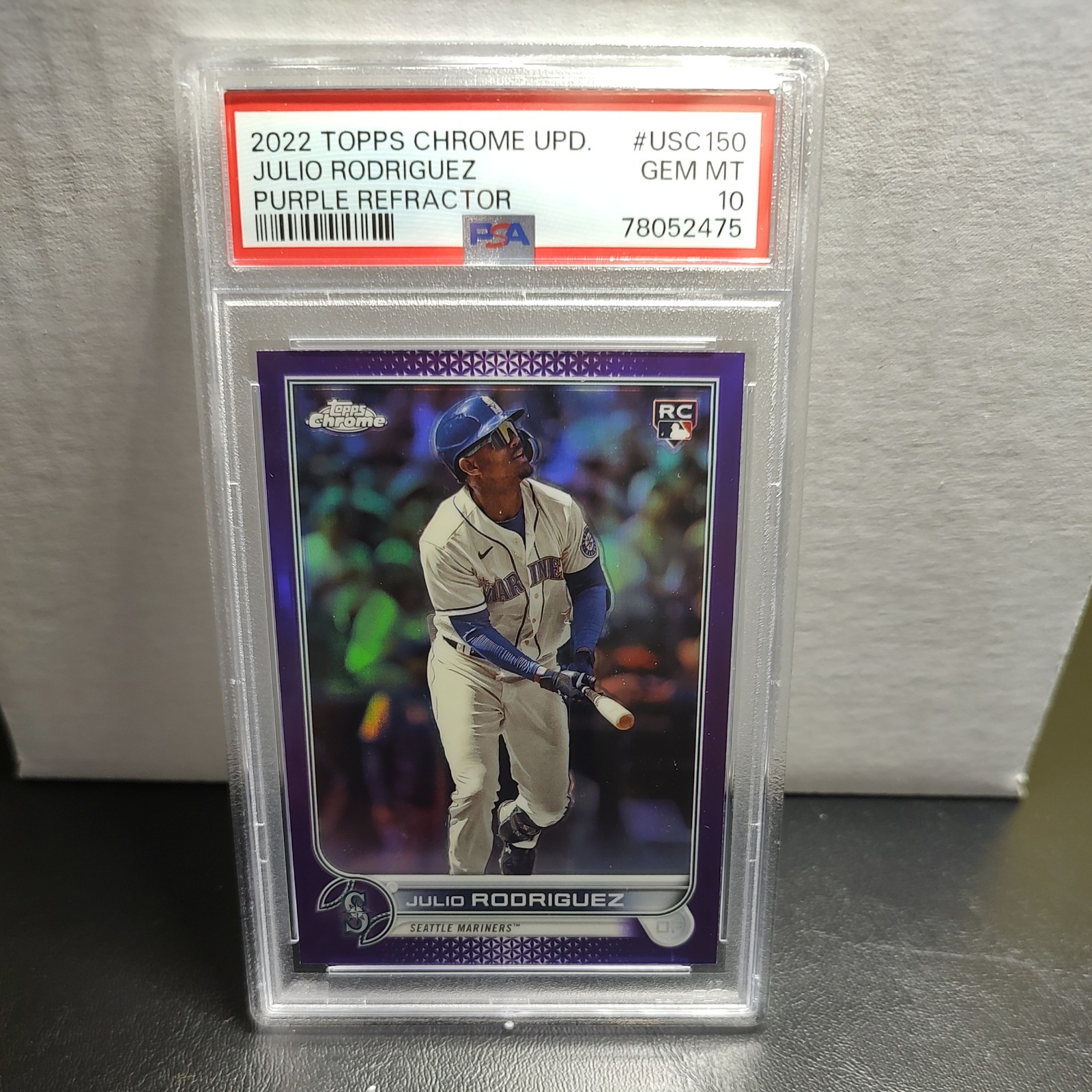 Julio Rodriguez 2022 Topps Chrome Update #USC150 Rookie Purple Refractor PSA 10