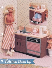 Plastic Canvas KITCHEN CLEAN UP Sink Counter Dishwasher Fashion Doll PATTERN