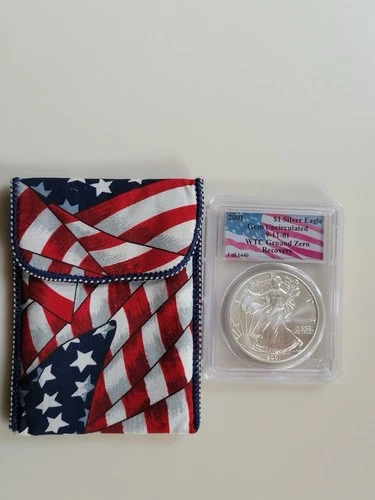 U.S. Mint American Silver Eagle 2001 1 oz .999 Silver PCGS Gem Uncirculated WTC