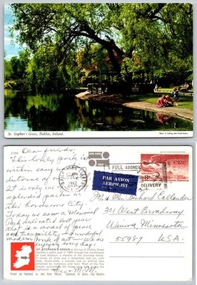 1967 John Hinde Postcard St. Stephen's Green Dublin Ireland Airmail