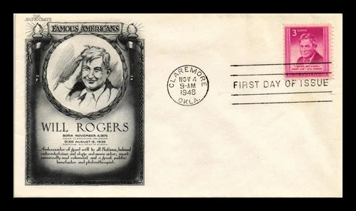 US COVER WILL ROGERS FAMOUS AMERICANS FDC SCOTT 975 LOWRY ARISTOCRATS CACHET