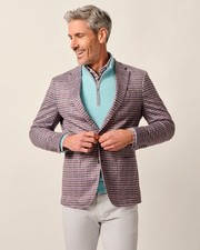 Top Shelf Coffee Check Knit Sport Coat - Tepper johnnie-O Mens Size 44 7848247 