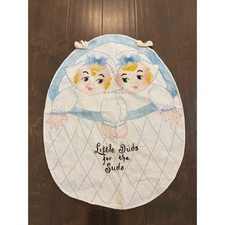 Vtg Baby Laundry Bag Embroider Nursery Wall Hanging 50s Little Duds for the Suds