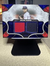 2025 Topps Tier One - Tier One Relics Shane Bieber #T1R-SB Blue Dual /99 (MEM)