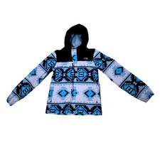 The North Face Girls Southwestern Print Hooded Jacket Sz 10/12 Blue Black White