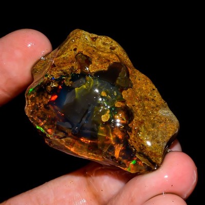 Großer Opal grob 73,00 Karat natürlicher äthiopischer Ölopal roh, Feueropal...