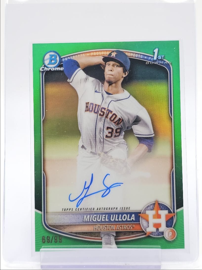 MIGUEL ULLOLA 2025 BOWMAN CHROME 1ST AUTOGRAPH TRUE GREEN AUTO /99 Q2754