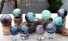 Wholesale Lot 10 PCs Natural Fluorite Sphere Crystal Ball Healing Energy