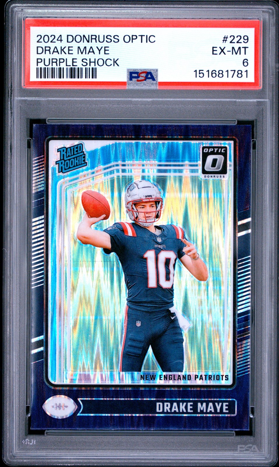 Drake Maye Panini Donruss Optic #229 Purple Shock