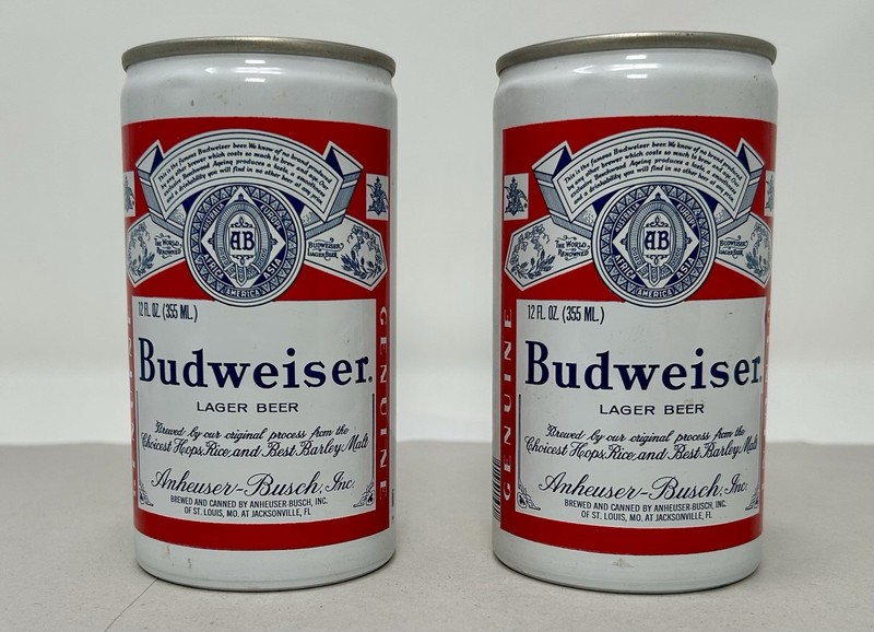 2 Vintage Budweiser Empty Pull Tab Earlier Aluminum Beer Cans Florida AB43