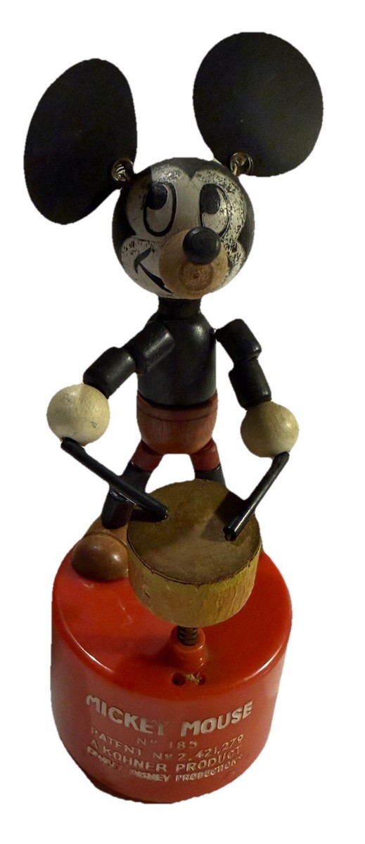 VTG Mickey Mouse #185 Wooden Push Puppet Kohner Product Walt