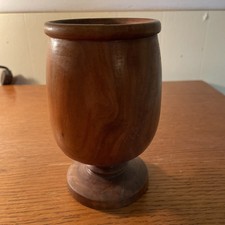 Vintage Wood Pedestal Cup 5  x 3  Medium Light Brown Home Decor SH30