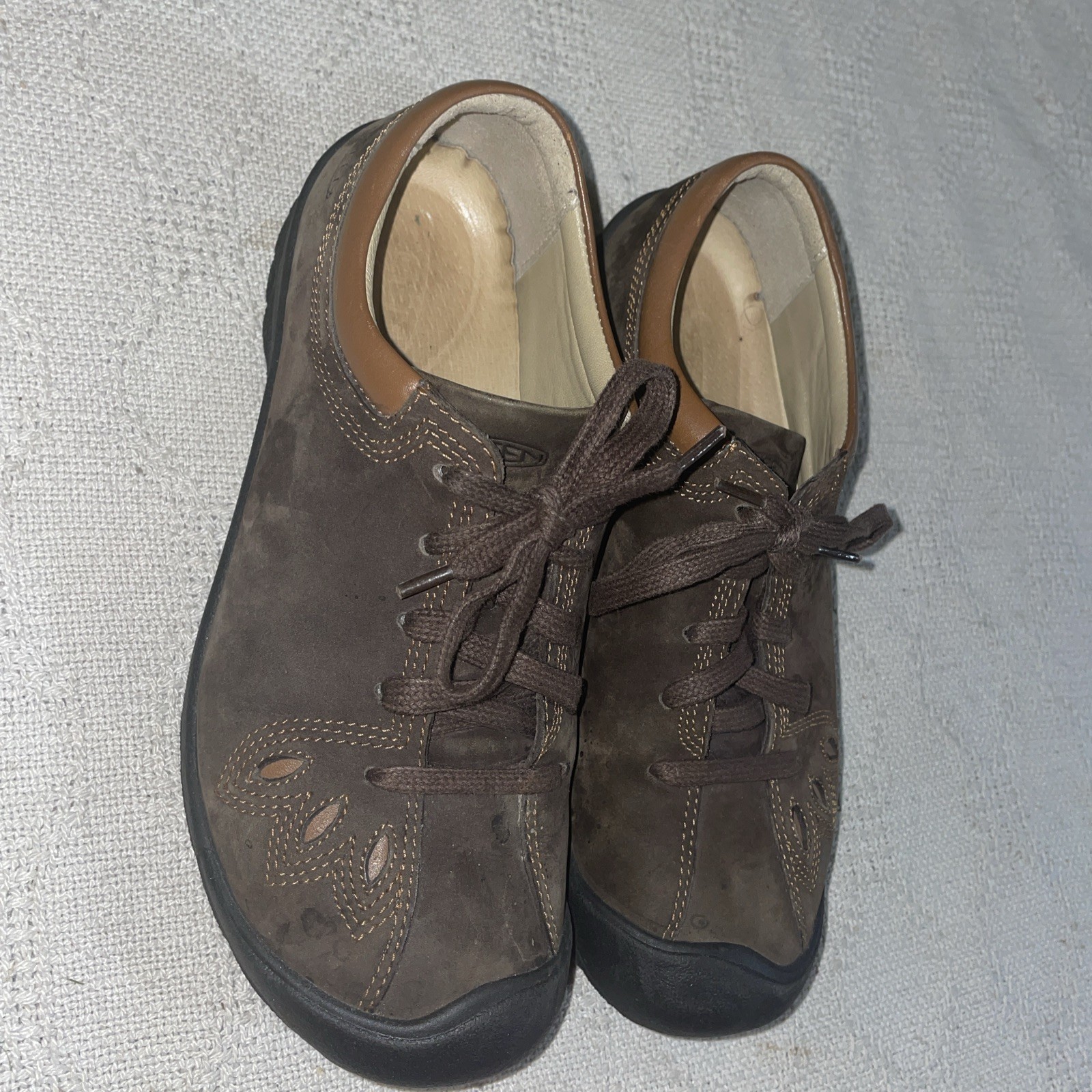 Scarpe casual donna Keen taglia 8 M pelle marrone comode escursionismo robuste