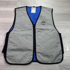 Ergodyne Vest Mens Large Gray Chill-Its 6665 Full Zip Evaporative Cooling Work