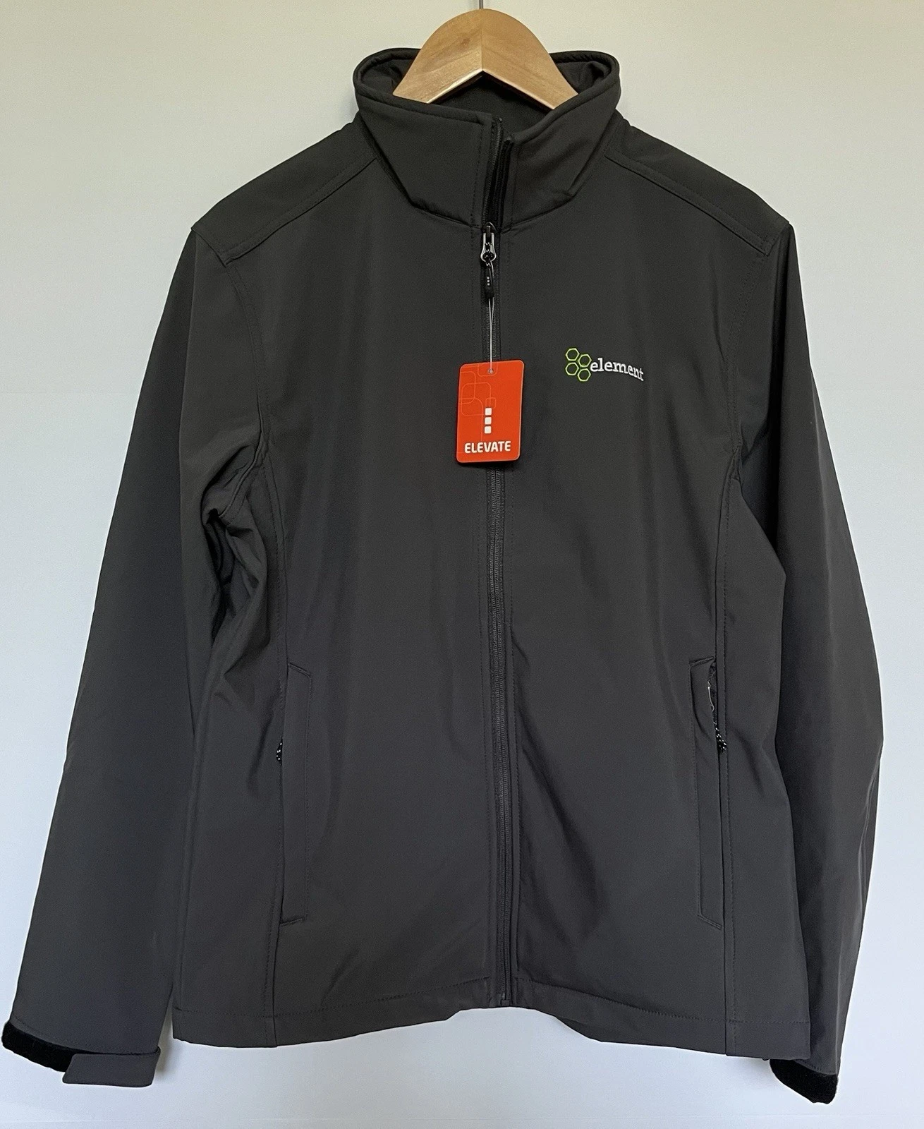 Elevate Maxson Softshell Jacket Mens Medium Gray Storm Full Zip NWT Element Logo