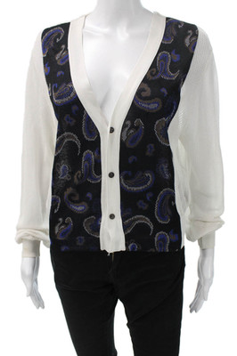 Toga Pulla Unisex Cardigan Black Paisley V-Neck Button Acetate Size 2