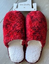 NWT Vera Bradley Bright Red Sparkly Plush Sherpa Slide Slippers NWT