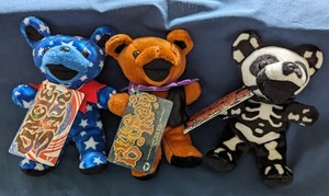 Grateful Dead 7" Beanie Bears -Crazy Fingers, Uncle Sam, and Blues Man