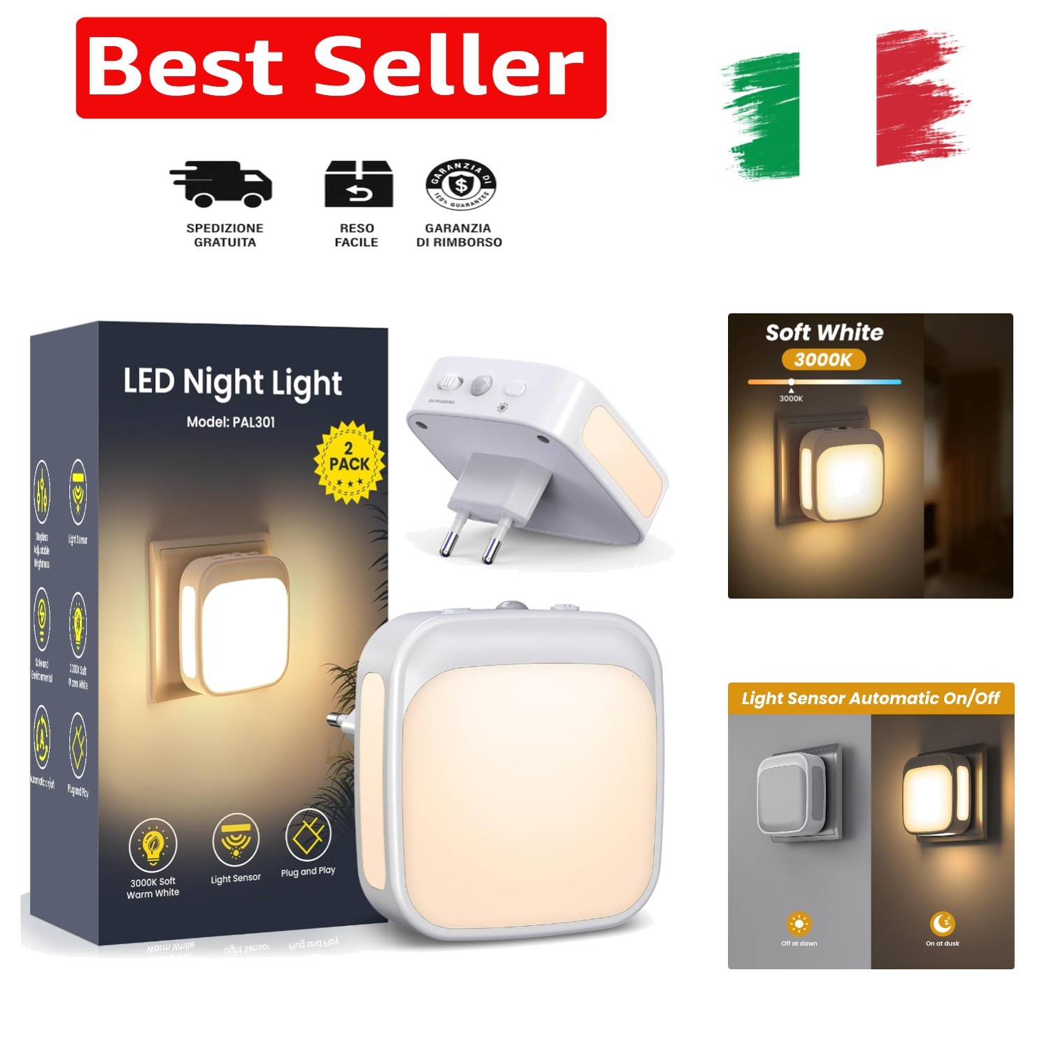 Lucina Notte Bambini Presa Elettrica - Sicurezza e Comfort LED