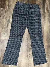 Etcetera size 10 Womens Pants Light Blue/black Geometric Cotton Blend Trousers