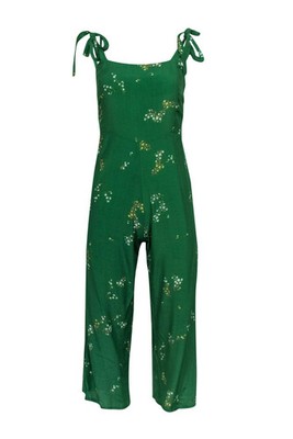 Faithfull the Brand - Green Floral Tie Strap Jumpsuit Sz 6