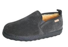 Men's Slippers,Genuine Leather Upper Indoor/Outdoor House 10 Charcoal Grey