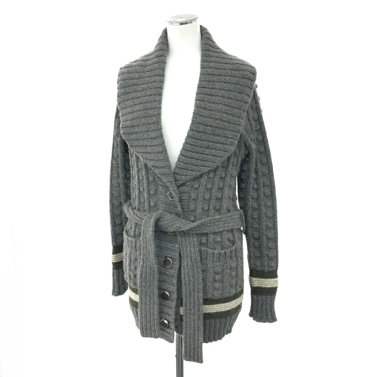 GUCCI Robe Manteau Tricot Cardigan Taille S Gris Cachemire 100 Survêtement Femme