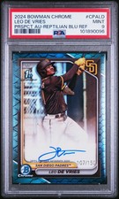 2024 Bowman Chrome Auto Leo De Vries #CPALD Prspct Reptilian Blu Ref /150 PSA 9