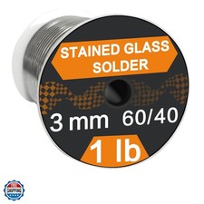 60/40 Solder for Stained Glass, 1/8"3mm Dia, 1 lb Spool, Supplied by
