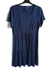 SALE Seraphine tiered jersey maternity dress size 12, 36.5"L navy polka dot