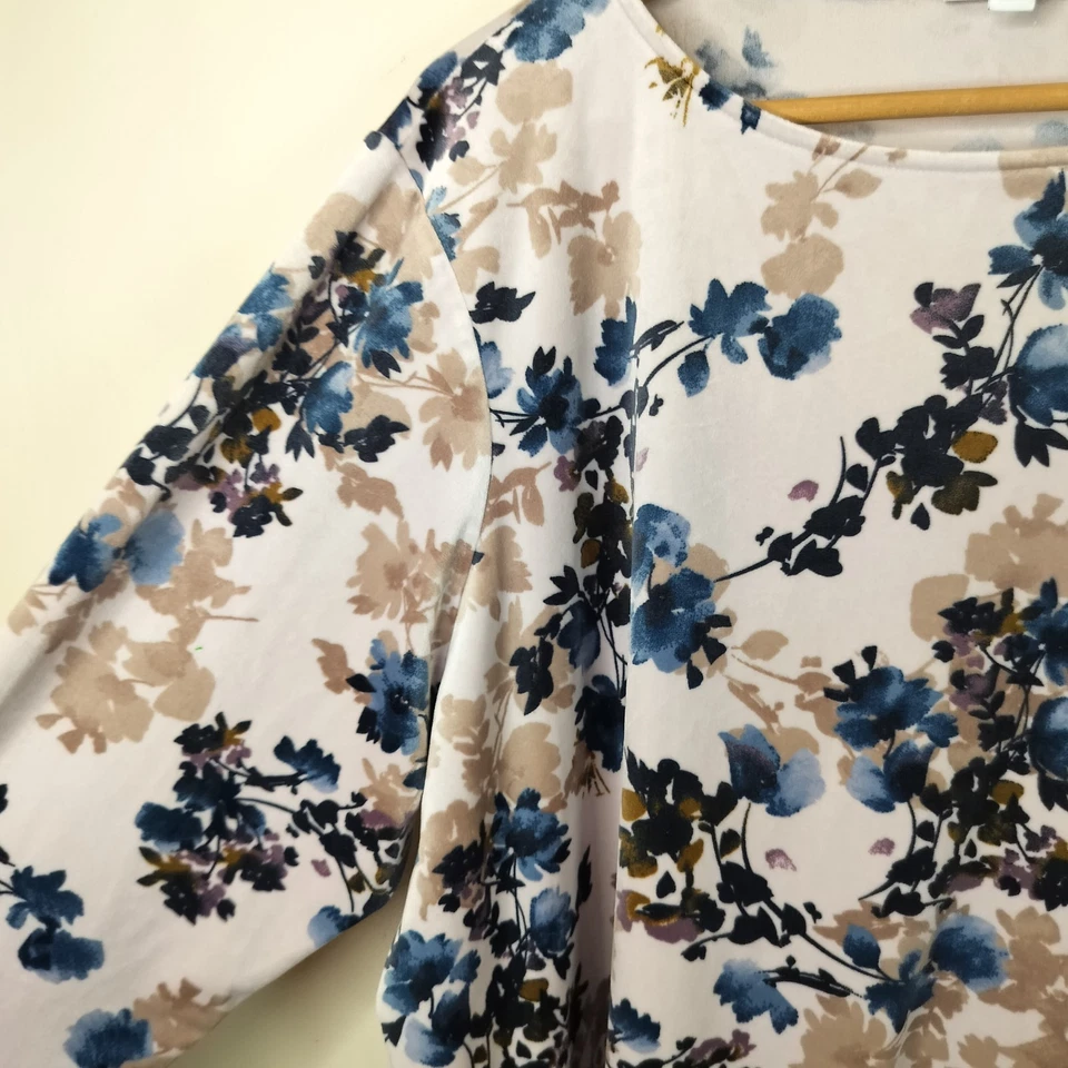 Túnica Top de Terciopelo Floral Pure J Jill 3X con Bolsillos Manga Larga Plus Cómoda Foto 4 de 4