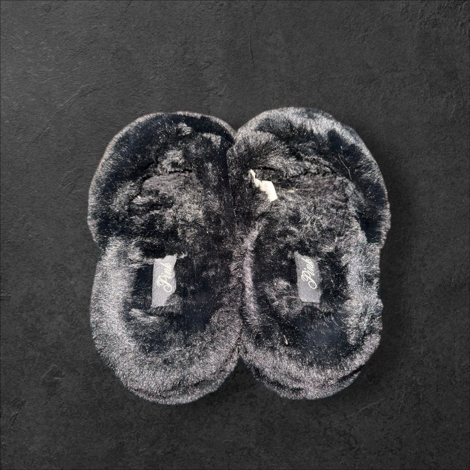 Victoria’s Secret Black Faux Fur Crossband Slippers Size 9/10 - Image 2 of 3