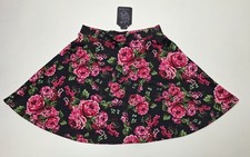 Trendyland Mini Skater Flare Skirt Black Floral Roses Wmn Size XS-USA Made-NWT!