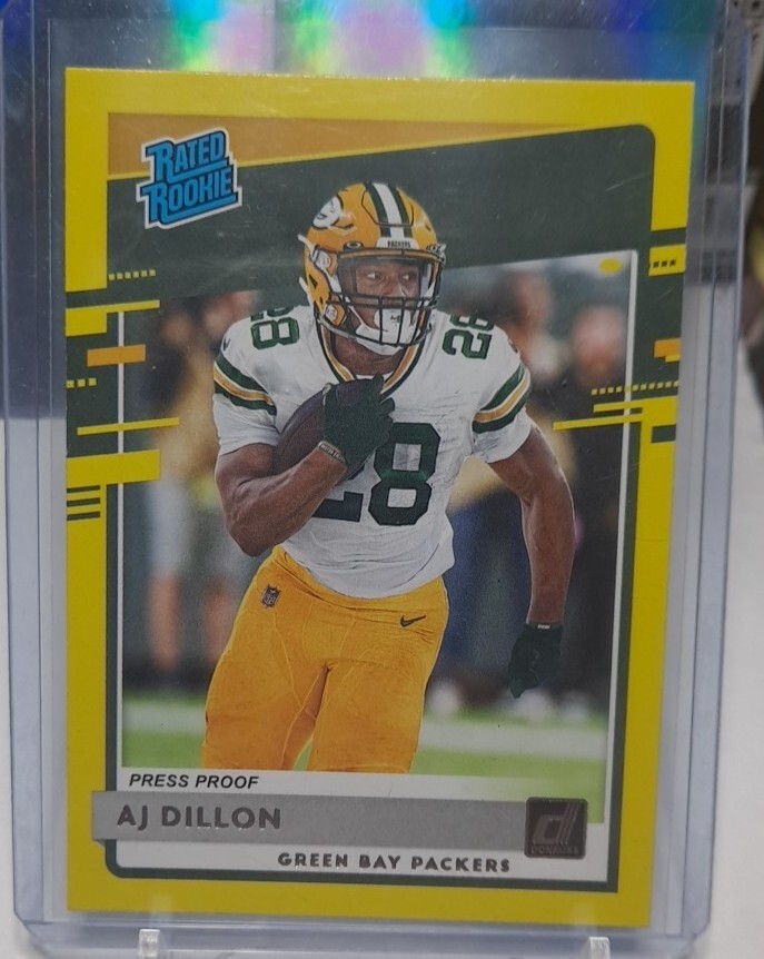2020 Panini Donruss Press Proof Yellow #324 AJ Dillon Rated Rookie
