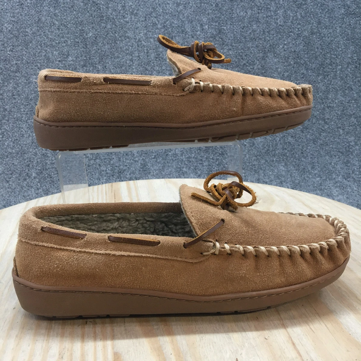 Minnetonka Slippers Mens 8 Slip On Moccasins Brown Suede Casual
