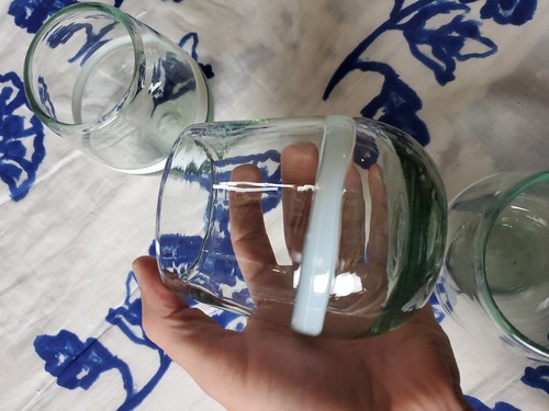 Set Of 3 Maako Wine Glass White Band Thick Handblown Glass Beautiful 78 MSRP - Picture 4 of 8