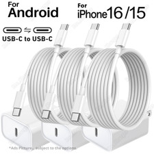 20W Fast Charger USB-C Type-C Power Adapter Cable For iPhone 15 16 Pro Android