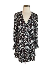 Veronica Beard Franklin Dress Size 6 Navy Blue Red Floral Silk Long Sleeve