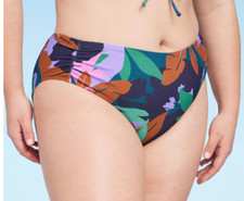 Women's Shirred Medium Coverage Hipster Bikini Bottom - Shade  Shore Multi Flor