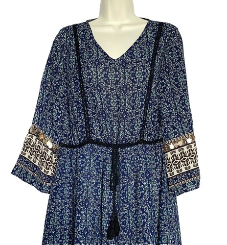Abito contadino blush noir braccialetto oro medio zingaro maniche lunghe casual donna M 8 - Foto 3 di 17