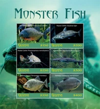 Guyana 2018 - Monster Fish, Piranha, Catfish - Sheet of 6 - Scott #4593 - MNH