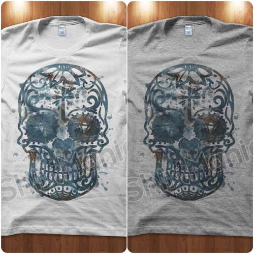 Donna Divertente Teschio Messicano Sugar Skull Messico Maglietta con Collo a V